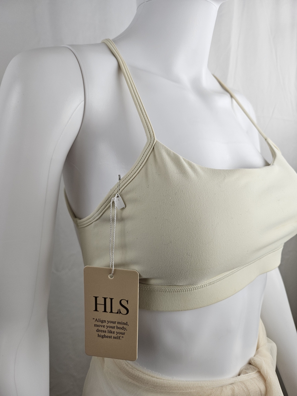 Light Cream Slim-Strap Bralette - Supportive Everyday Comfort